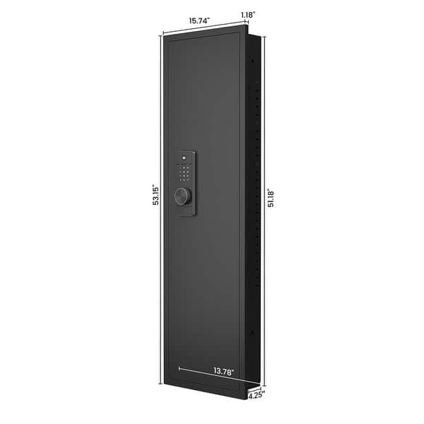 dimension image slide 1 of 2, 53" Password Touch Panel In-Wall Safe, Hidden Wall Gun Safe for Rifles with Adjustable Shelves