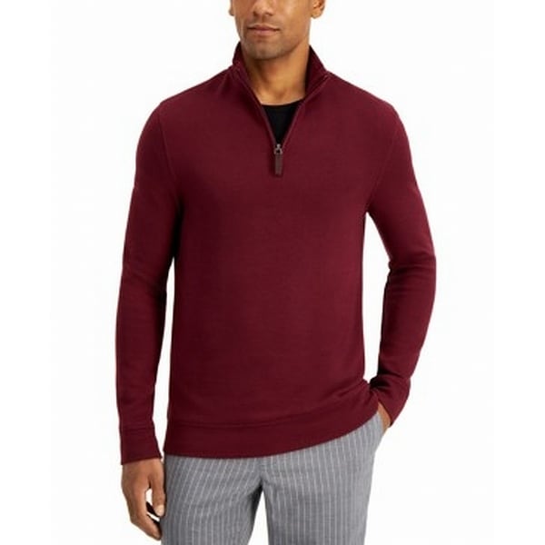 Tasso Elba Mens Sweater Red Size XL Solid Pullover Quarter-Zip Knit. Opens flyout.
