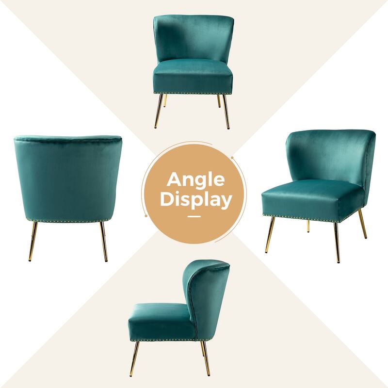 Celtia Modern Velvet Accent Side Chair with Nailhead Trim by HULALA HOME