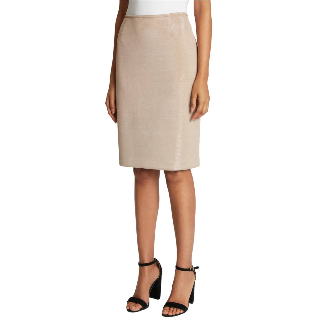 Tahari Womens Silver Camel Glitter Pencil Skirt,, Beige, 6