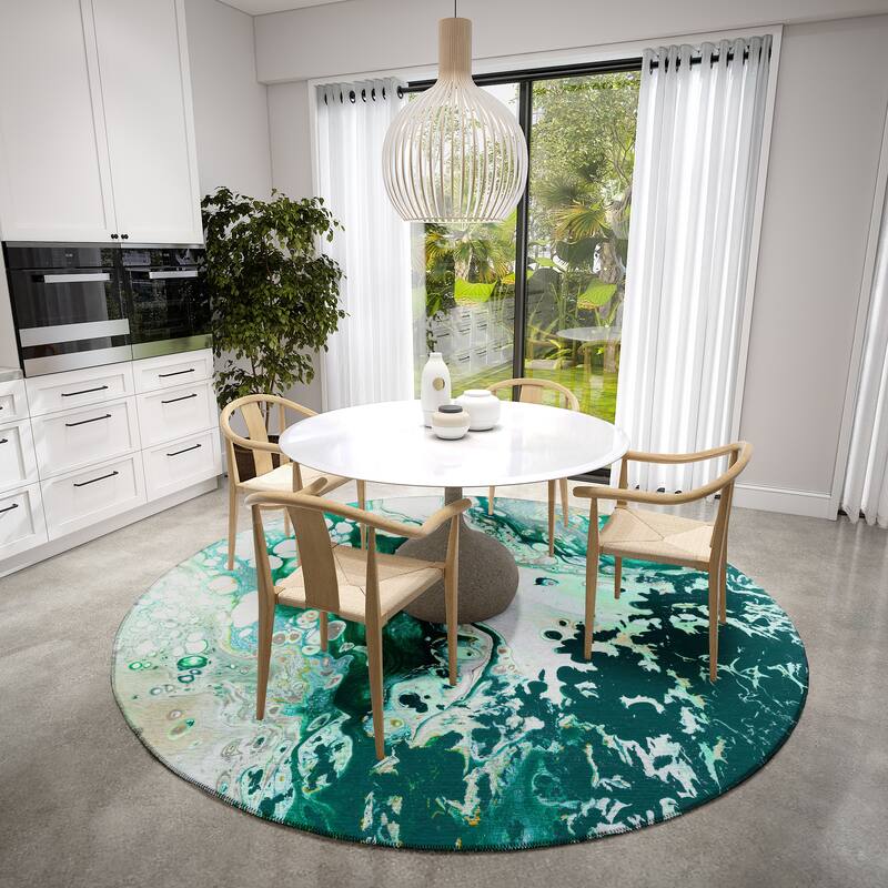 Indoor/ Outdoor Addison Karina Abstract Washable Area Rug - 8' x 8' - Green