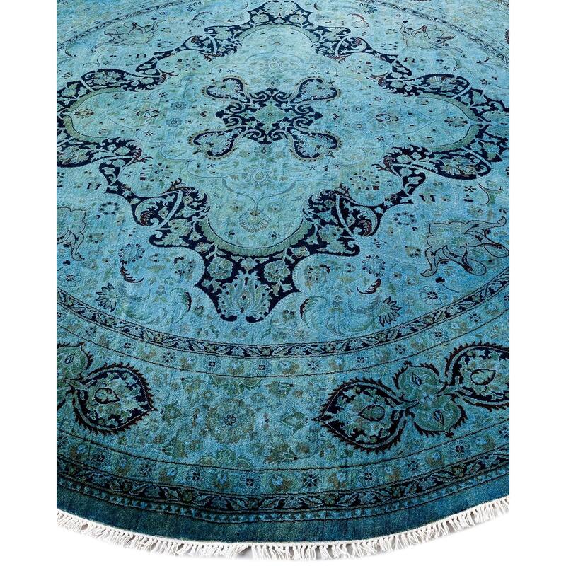 Fine Vibrance, One-of-a-Kind Hand-Knotted Area Rug - Gray, 7' 1" x 7' 1" - 7' 1" x 7' 1"