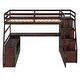 preview thumbnail 8 of 14, Full Size Loft Bed with 7-Drawers, 2-Shelves, Desk, and Playhouse Design - Sturdy Pine Wood Frame with Espresso Finish for Kids