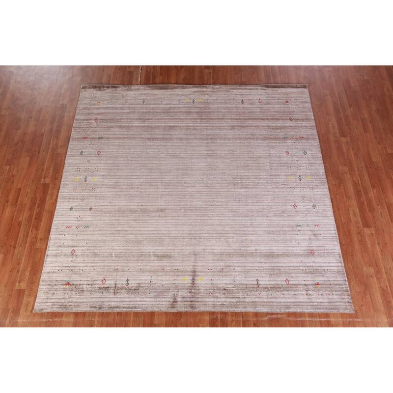 Hand Knotted Oriental 100% Wool Carpet Tribal Tribal Brown Gabbeh Area Rug - 8' 0'' X 8' 1''