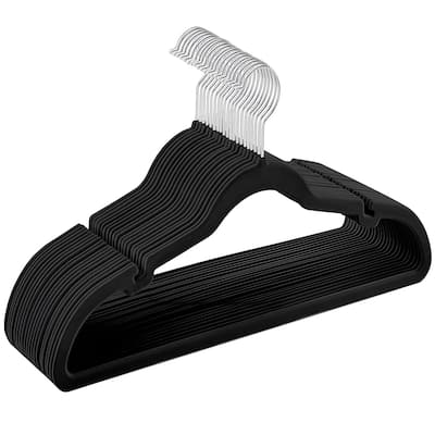 Space-Saving Velvet Anti-Slip Coat Hangers with Shoulder Notches and Swivel Hook