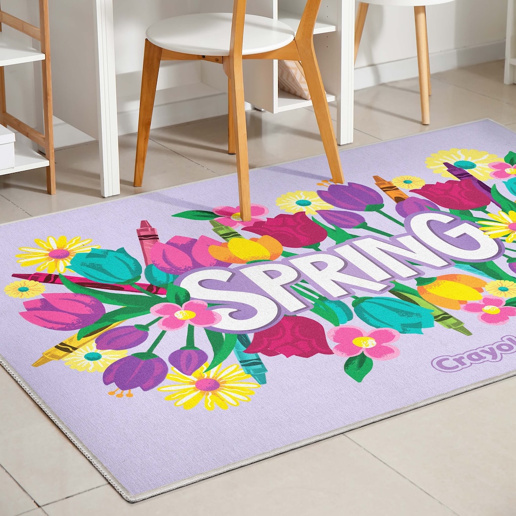 Crayola Spring Lilac Floral Area Rug By Well Woven