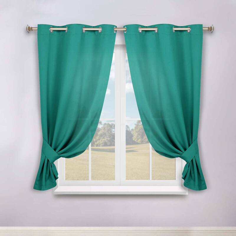 Superior Solid Machine Washable Room Darkening Grommet Blackout Curtains, Set of 2