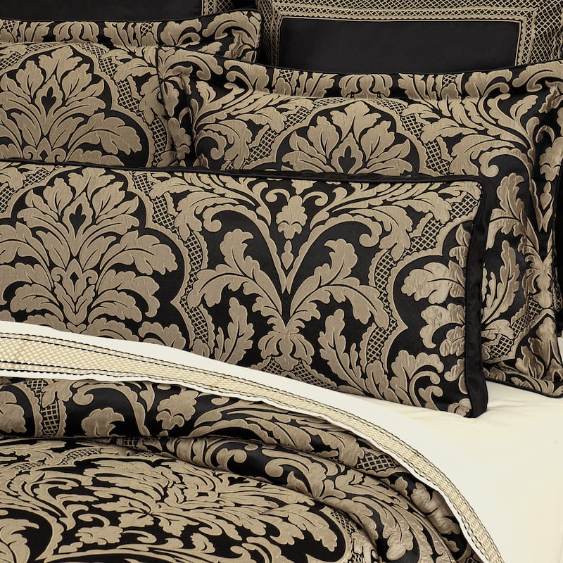 Brunello Black And Gold Bolster Decorative Throw Pillow