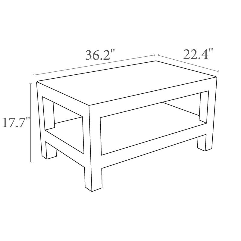36" Brown Outdoor Patio Wickerlook Coffee Table with Magazine Rack
