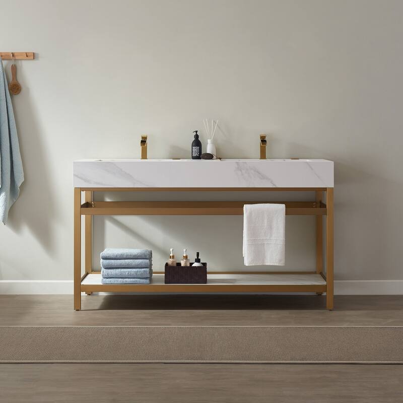 Bilbao 60" Vanity ,stainless steel bracket and Countertop,no Mirror