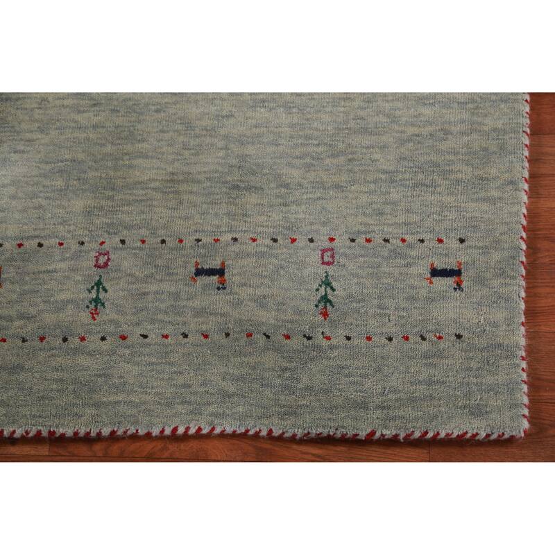 Hand Knotted Oriental 100% Wool Carpet Tribal Tribal Green Gabbeh Area Rug - 5' 11'' X 2' 6''