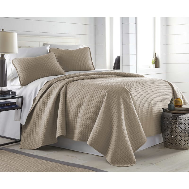 Vilano Oversized 3 piece Quilt Set by Southshore Fine Linens - Taupe - Full - Queen