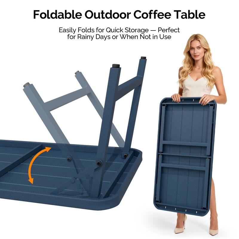 36 in. Folding Rectangle Metal Table,Outdoor Portable Picnic Table