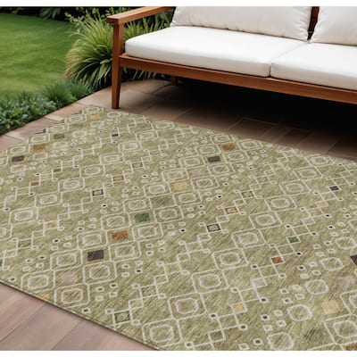 HomeRoots Geometric Modern Rectangle Outdoor Rug