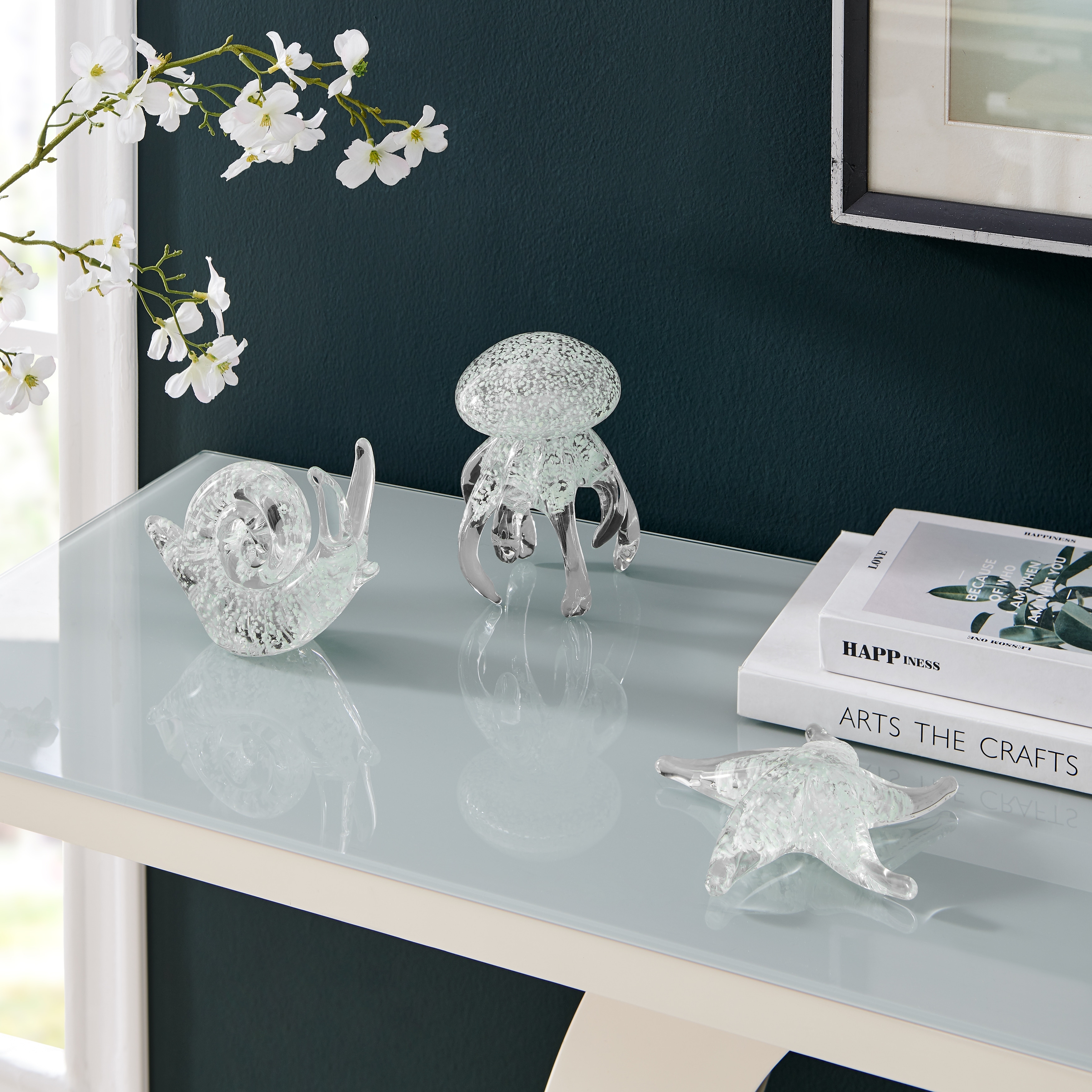 Lorelei Glow-in-The-Dark Nautical Glass Tabletop Sculpture Lorelei Glow-in-The-Dark Nautical Glass Tabletop Sculpture