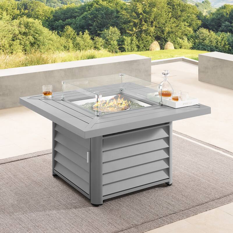 Corvus Abruzzo 42 Inch Square Aluminum Propane Fire Pit Table