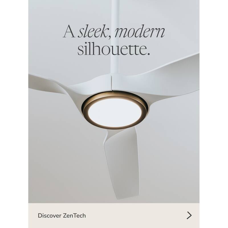 Hunter ZenTech Indoor / Outdoor 3-Blade Smart Ceiling Fan w/ LED Light and Handheld Remote - Modern & Contemporary.