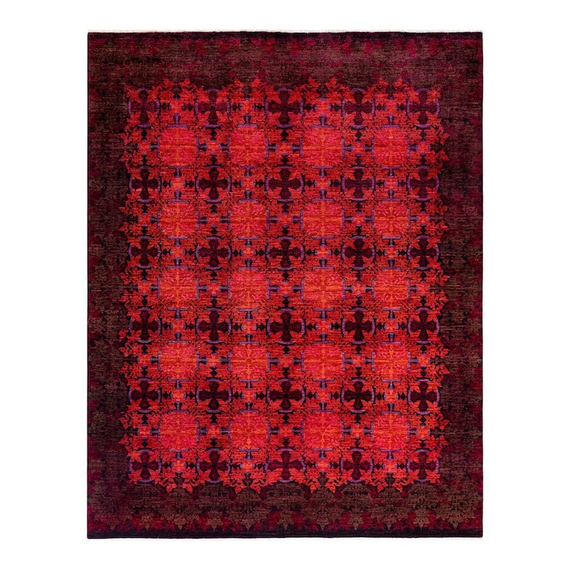 Overton Hand Knotted Wool Vintage Inspired Modern Contemporary Overdyed Orange Area Rug - 8' 3" x 10' 3"