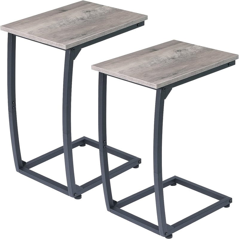 C Shaped End Table Side Table - 15.4"D x 11.4"W x 23.2"H - Grey