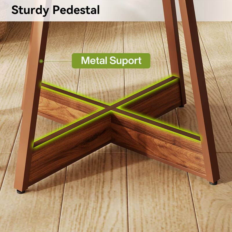 39.4" Round Dining Table for 4, Farmhouse Kitchen Table with Wooden Reinforced Base