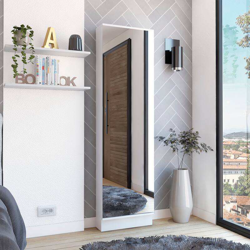 TUHOME Leto XL Shoe Rack with Mirror and 5 Inner Shelvesck