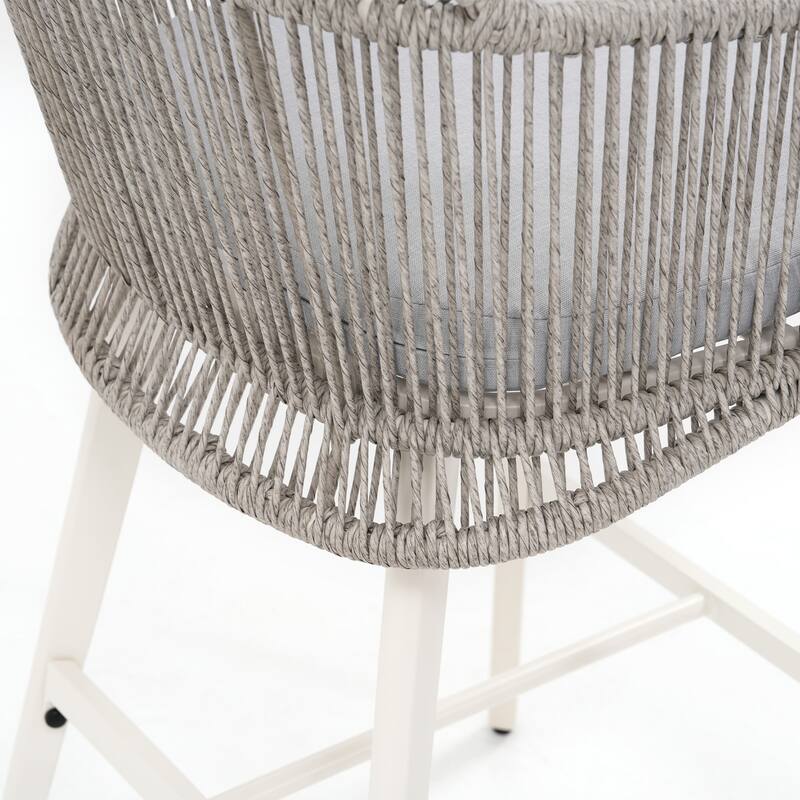 Outdoor 2-Piece Arm Barstool Chairs with Cushions