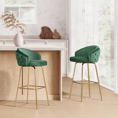 Art Leon Swivel Velvet Uhpolstered Bar Stool
