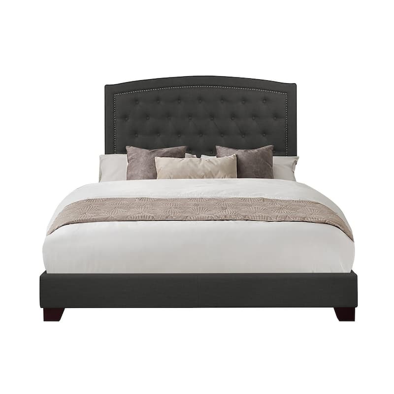 Chase Dark Gray Fabric Upholstered Tufted Bed - King