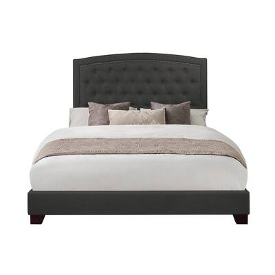 Chase Dark Gray Fabric Upholstered Tufted Bed