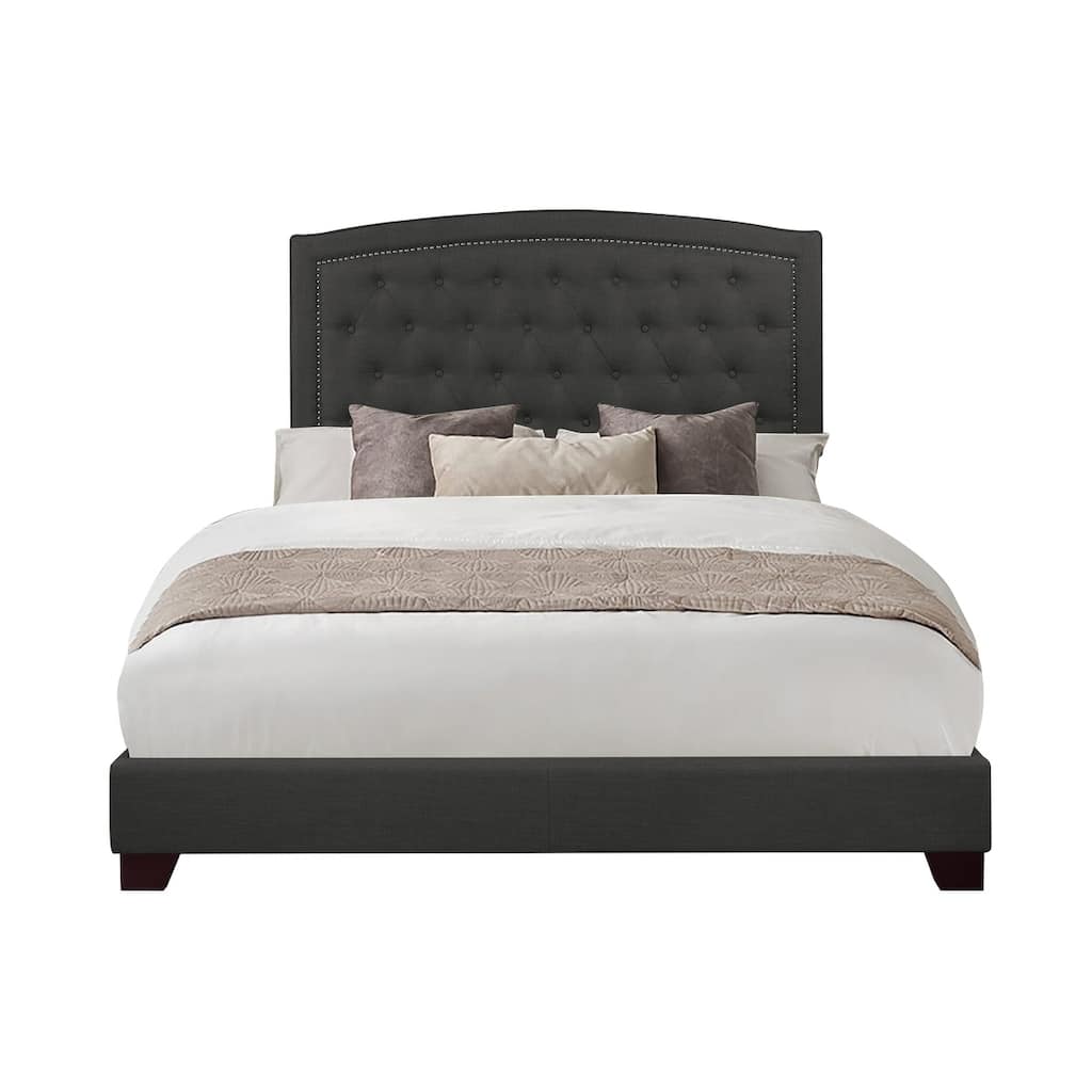 Chase Dark Gray Fabric Upholstered Tufted Bed