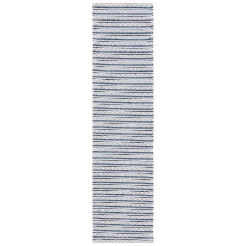 Martha Stewart by SAFAVIEH Unnie Stripe Cotton Rug - 2' x 8' Runner - Navy/Light Grey