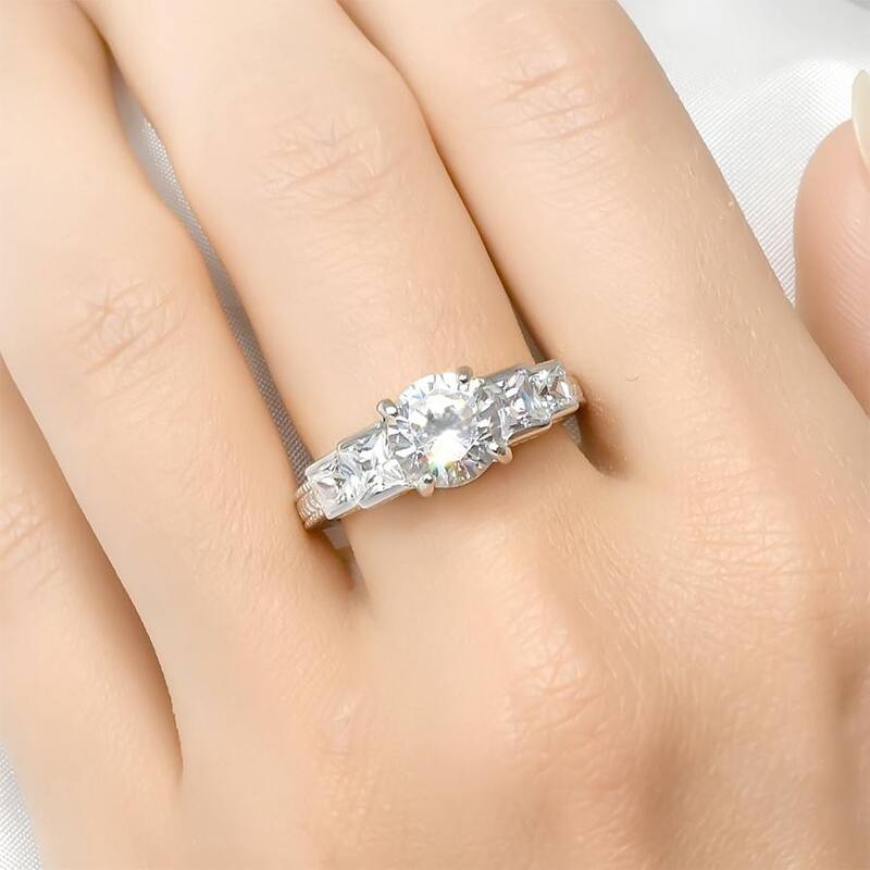 Vintage Inspired Sterling Silver 2.75 CT Engagement Ring Round Cut