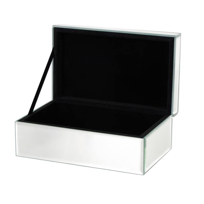 Glass Mirrored Jewelry Box with Pink or Black Bubble Textured Balls - Silver - Roche River Decor