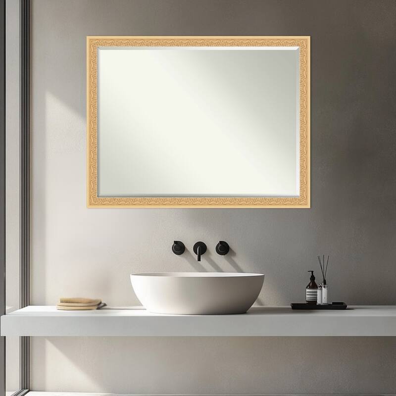 Bethany Half-Inch-Bevel Wood Framed Bathroom Vanity Wall Mirror