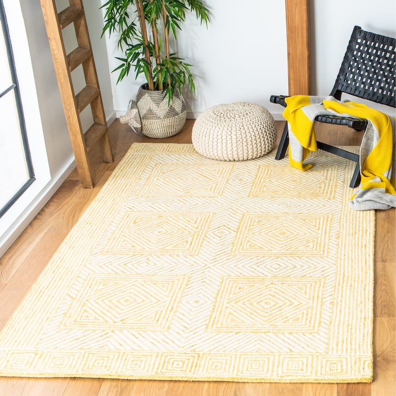 SAFAVIEH Handmade Roslyn Kimberly Wool Rug - 8' x 10' - Yellow/Ivory