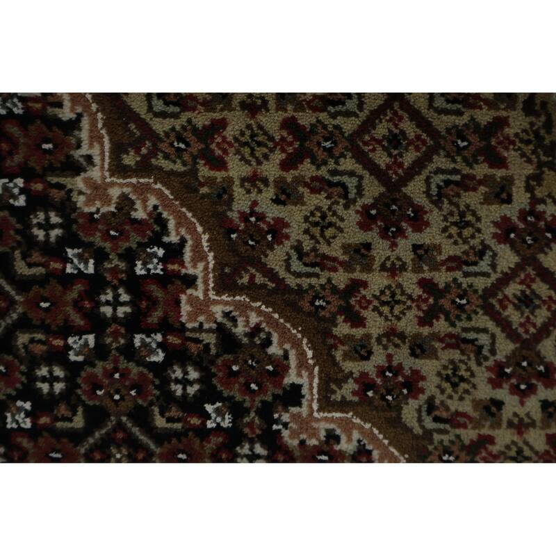 Hand Knotted Oriental 100% Wool Carpet Traditional Medallion Black Tabriz-Mahi Area Rug - 7' 1'' X 5' 0''