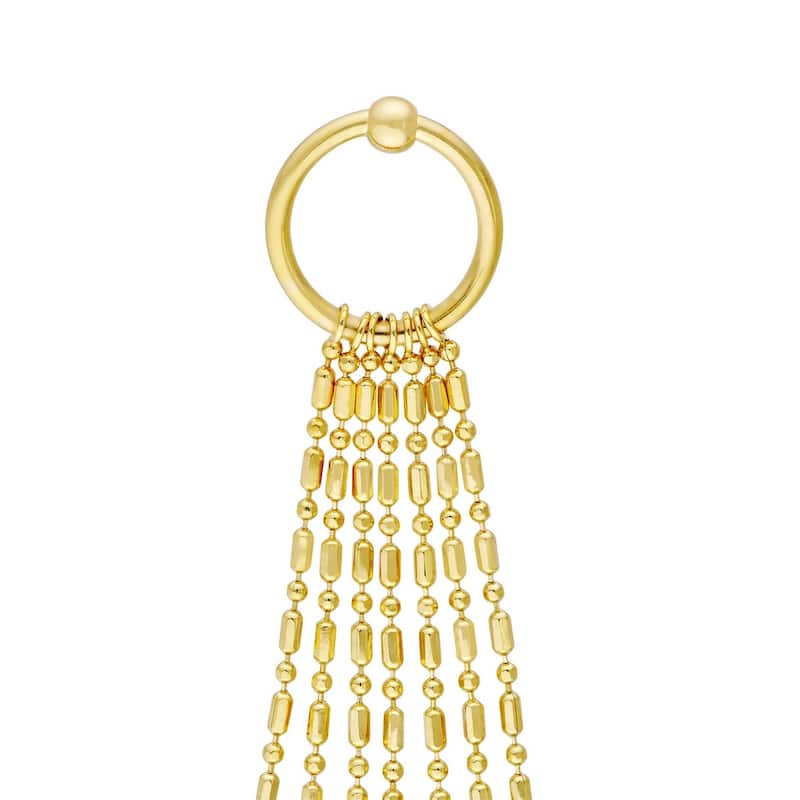 Curata 14k Yellow Gold 65x10mm Open Circle Fringe Post Earrings