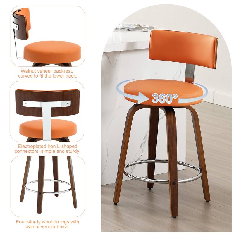 Faux Leather Upholstered Swivel Counter/ Bar Stools Set of 1/2/4