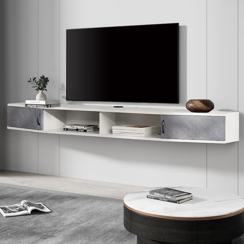 FITUEYES Wall Mounted TV Media Console Floating Desk Storage Hutch