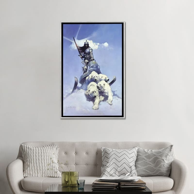 iCanvas "Silver Warrior" by Frank Frazetta Framed