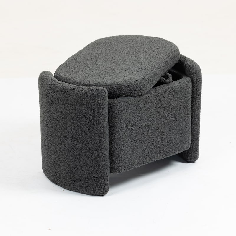 Modern Accent Chair with Wood Frame, Upholstered Ottomans Chairs