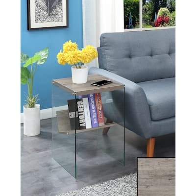 Asian Allure End Table - Tempered Glass Top, White Finish, 19x19x19 Inch, Living Room Accent Table - 23.75