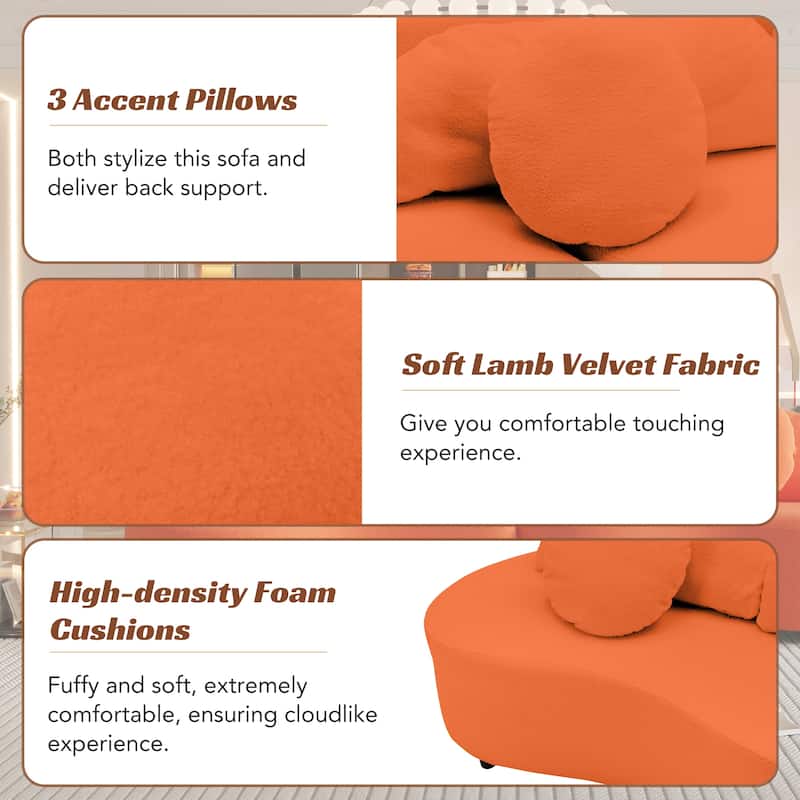 103.5" Foam 3-Seater Sofa with High-Density Cushions & 3 Pillows