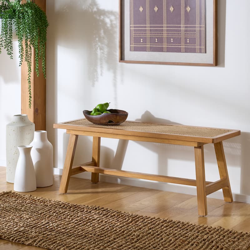 SAFAVIEH Home Henrik Cane Bench - 16"W x 47"D x 18"H - Natural