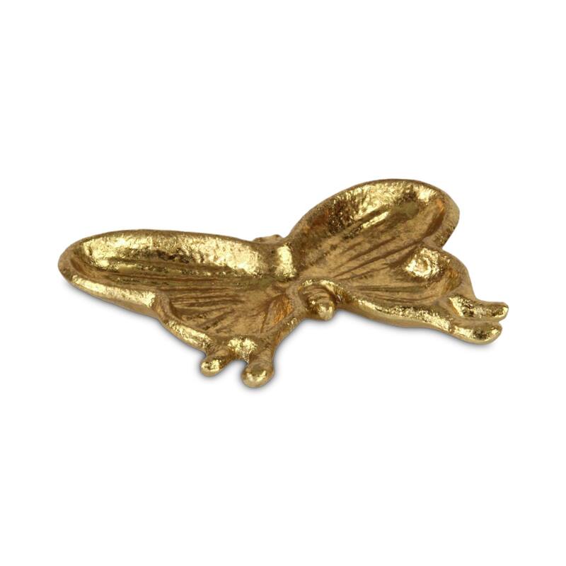 HomeRoots 6" Gold Cast Iron Butterfly Handmade Trinket Tray