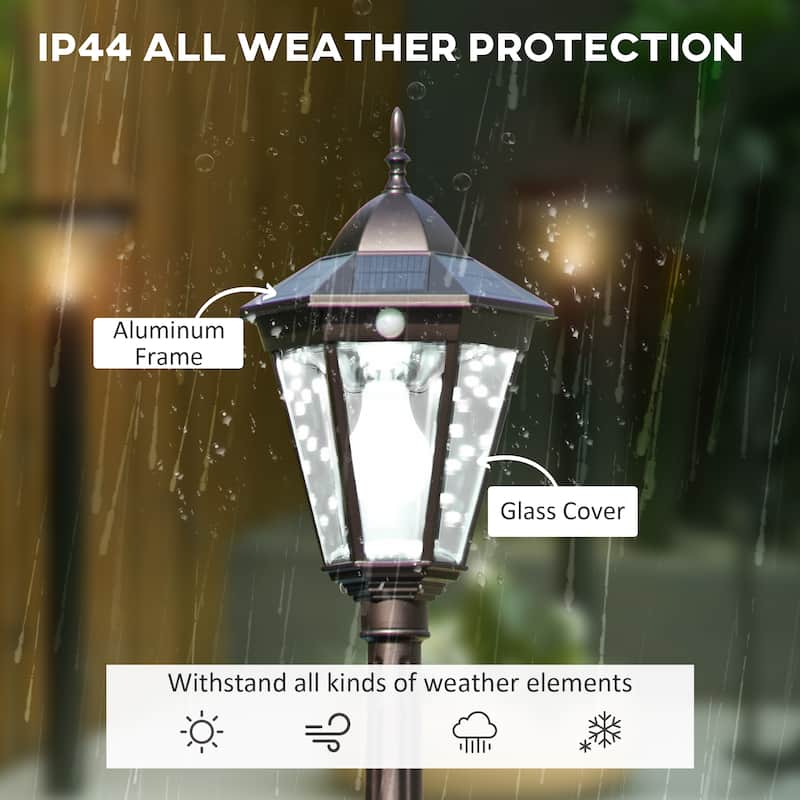 Outsunny 94.5" Solar Lamp Post Light, Dusk to Dawn Vintage Style Street Light, Aluminum Solar Powdered Lamp, PIR Motion Sensor