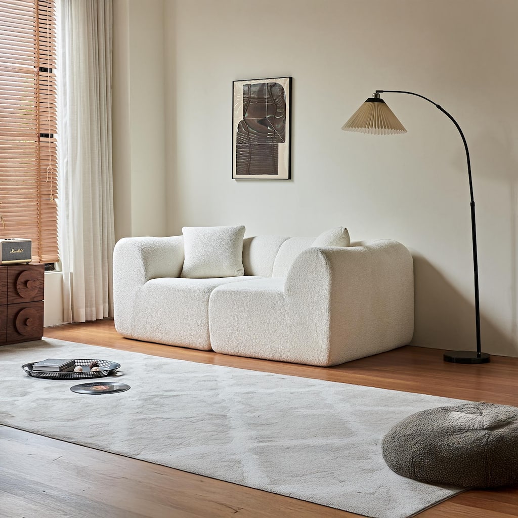 Velvet 2-Seater Sofa Couch, Chaise Lounge Sofa with High-Density Cushions, Corduroy Loveseat Sofa Recliner Sofa