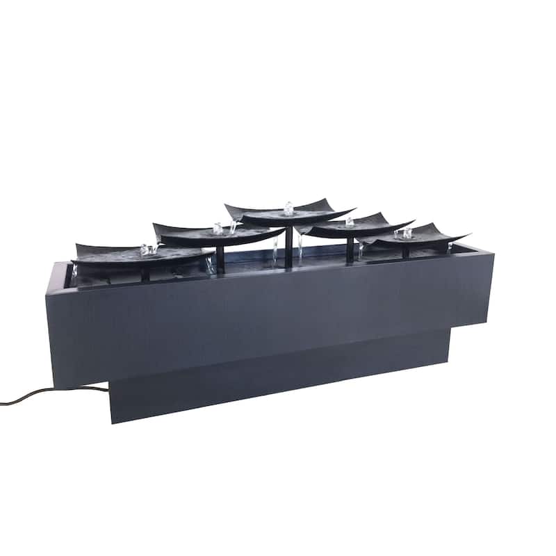 Multi Level Outdoor Garden Plates Fountain - 43" - Black