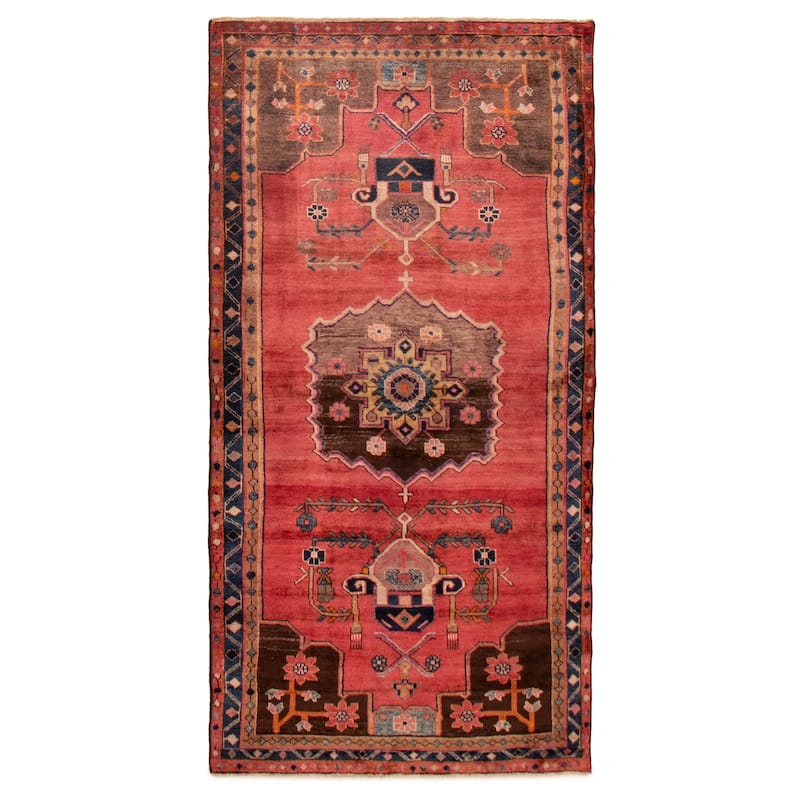 ECARPETGALLERY Hand-knotted Melis Vintage Red Wool Rug - 4'1 x 8'2 - Red - 4'1 x 8'2