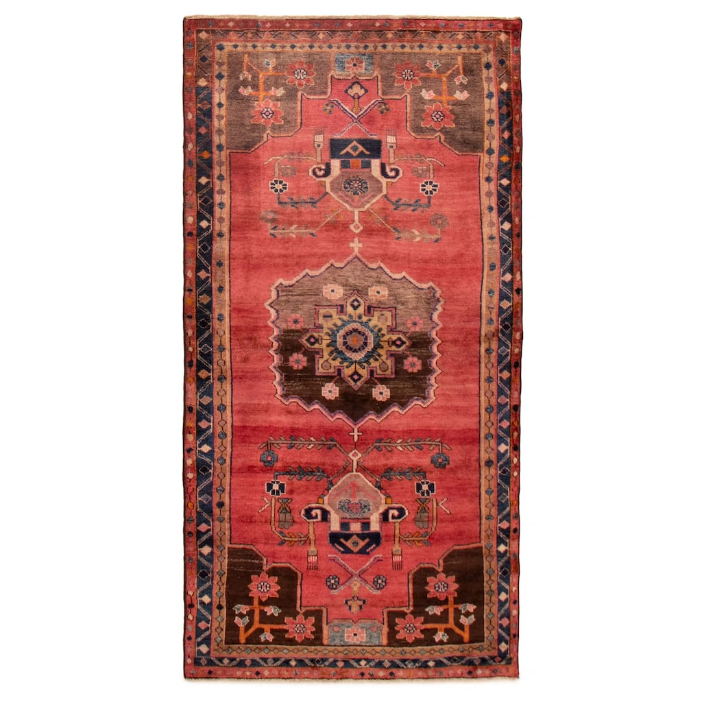 ECARPETGALLERY Hand-knotted Melis Vintage Red Wool Rug - 4'1 x 8'2